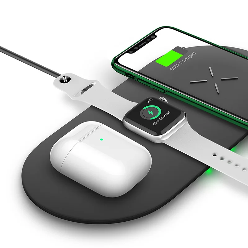 
3 in 1 fast wireless charger qi charging pad for apple watch 5 4 3 2 1 and mobile 
