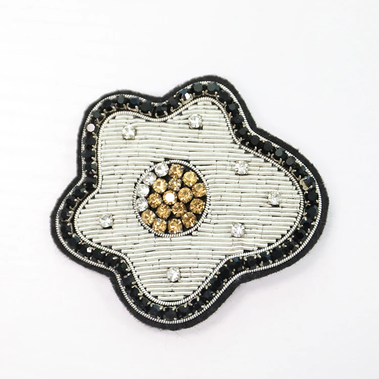 
DIY clothing bag accessories handmade diamond embroidery patches beaded Indian silk embroidered patch 