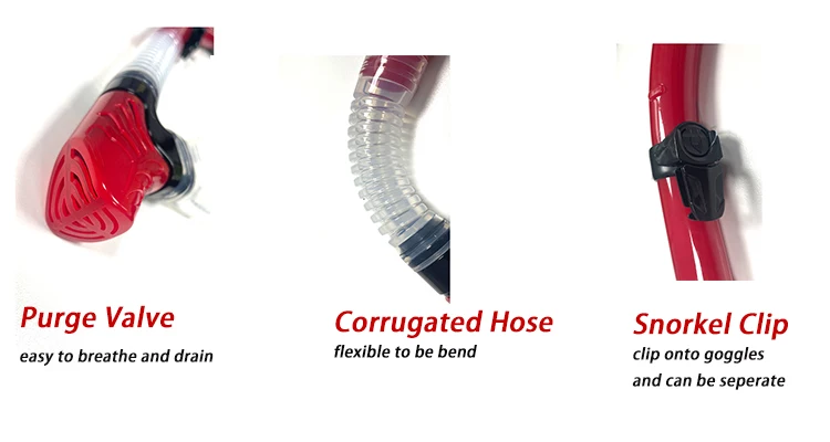 Подводная трубка для дыхания, полностью сухая трубка для подводного плавания с защитой от брызг и верхним клапаном для подводного плавания