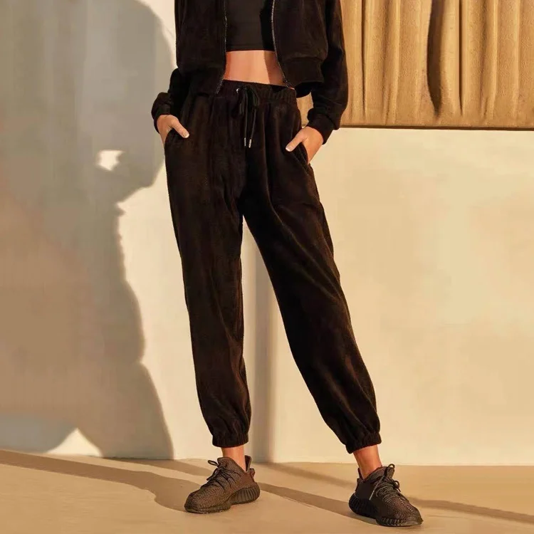 Women Sports Tracksuit Zipper Sweatshirt And Pants 2 Pieces Set Fashion Winter Female Pullover Crop Top Trousers
