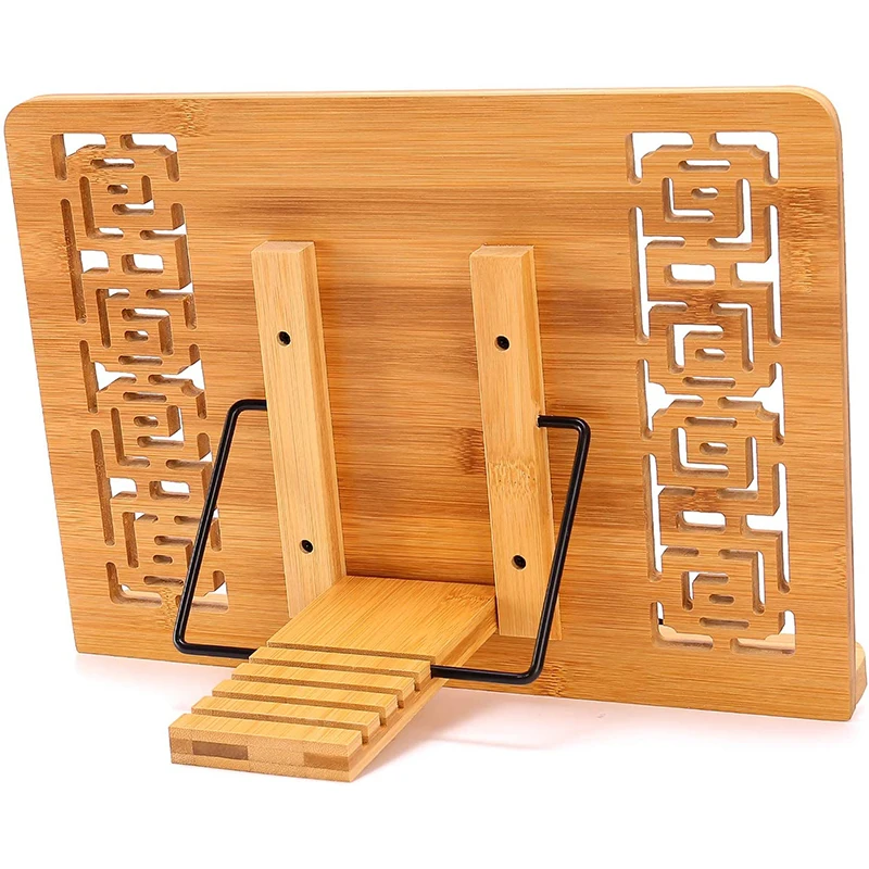 Бамбуковая Складная подставка для книг 13x9,4 дюймов, рамка для чтения, подставка для готовки, подставка для планшетного ПК, учебника, подставка для музыки и документов