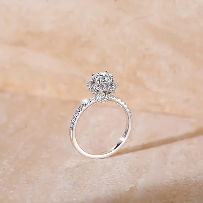 Wholesale Price Gold Flower Rings High Quality Polished Wedding Diamond Rings
