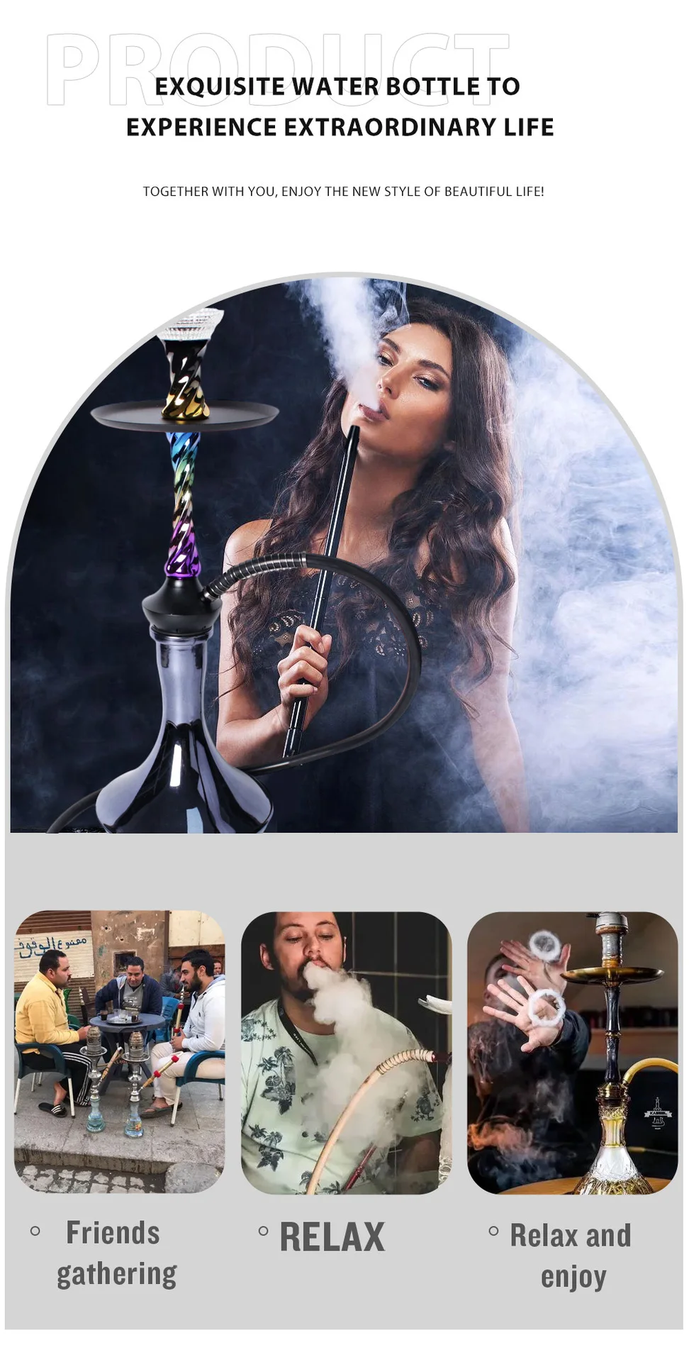 Factory Wholesale cheap New colorful exquisite twist shape arab hookah shisha with large new grainshisha tobacco