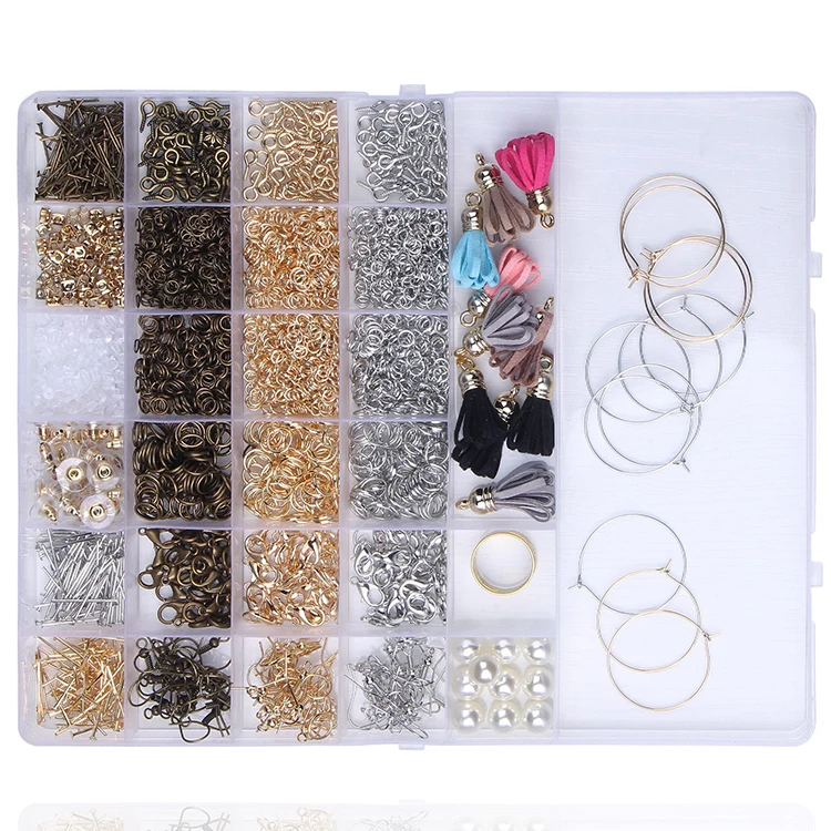 Amazon Hot Sales 1000 Pcs Jewelry Making Supplies Kit Clasps Hooks Pins Rings