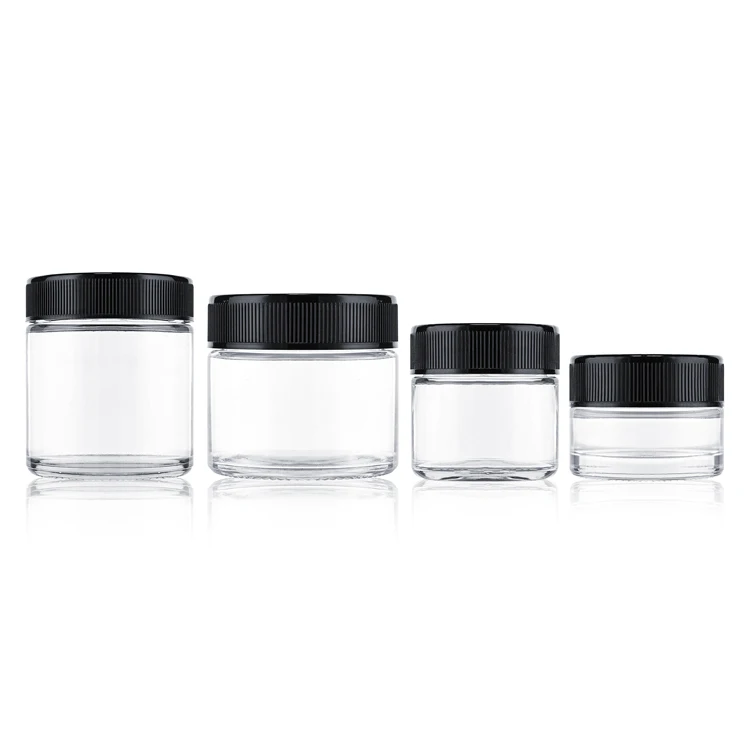 3 5 6 10 oz child resistant lid glass jar 50 70 110 230 ml smell proof dry flower straight side jar container glass packaging