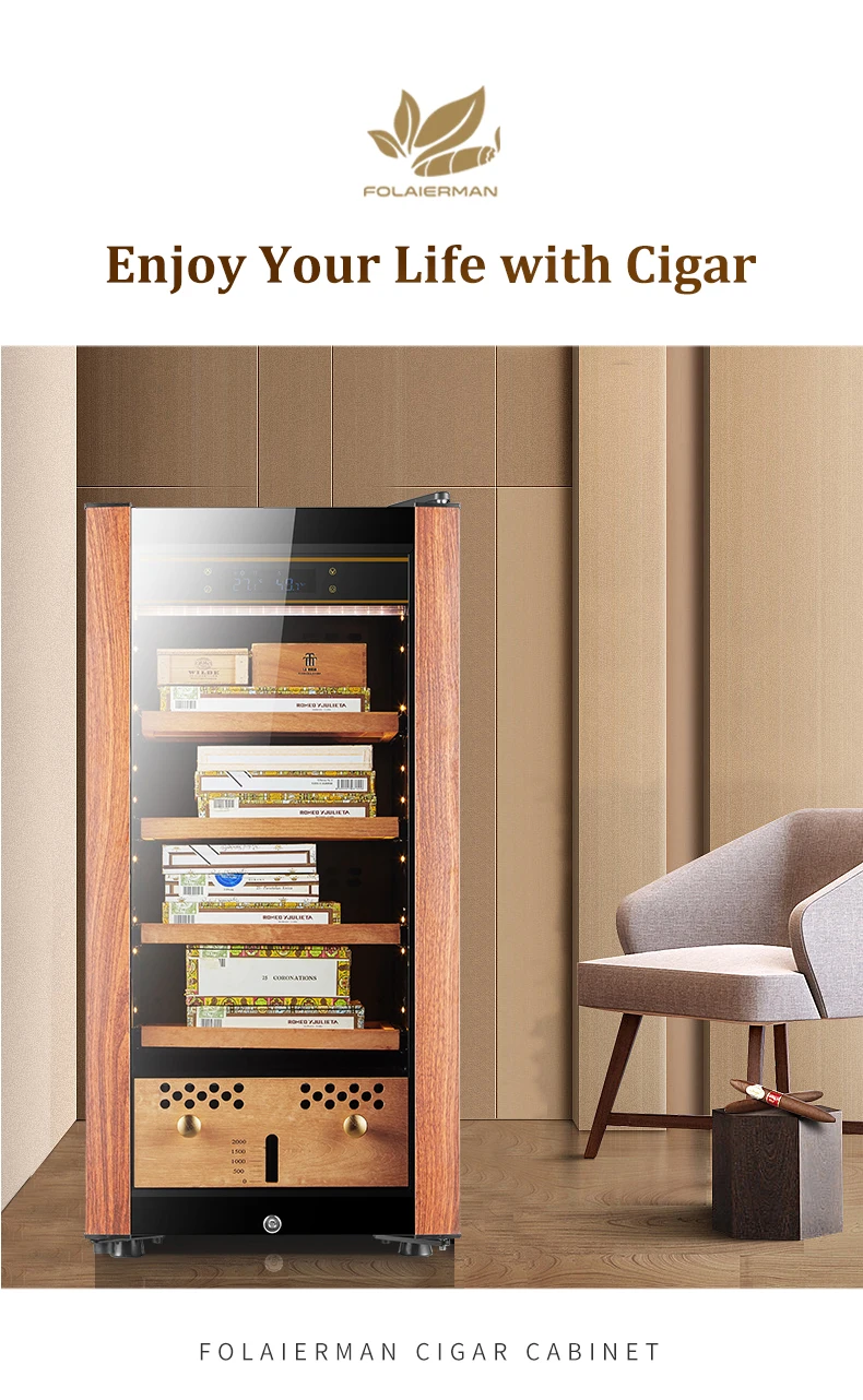 Custom 80L small cigar humidor display cigar cooler for home use