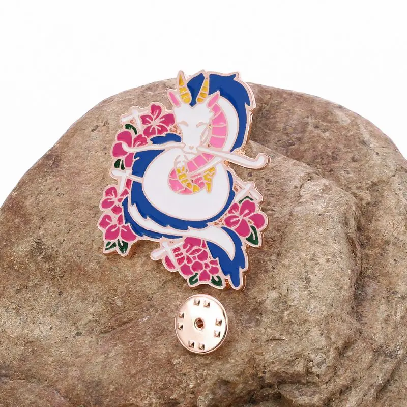 Factory Cheap Wholesale Enamel Pins Cartoon No-Face Eggette Dragon Plum Blossom