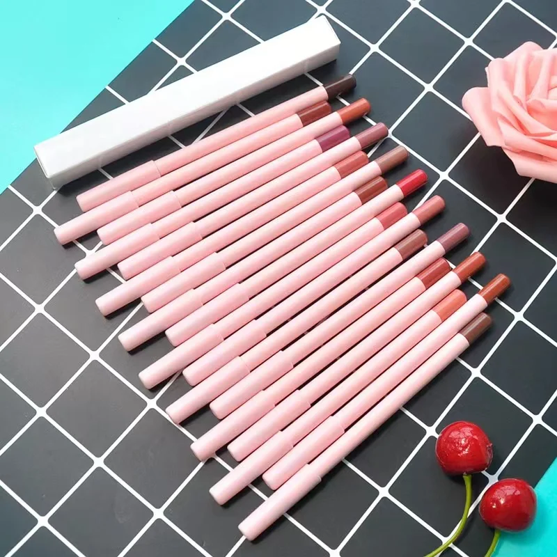 High pigment vegan long lasting pink pen wholesale logo private label lipliner pencil lip liner samples