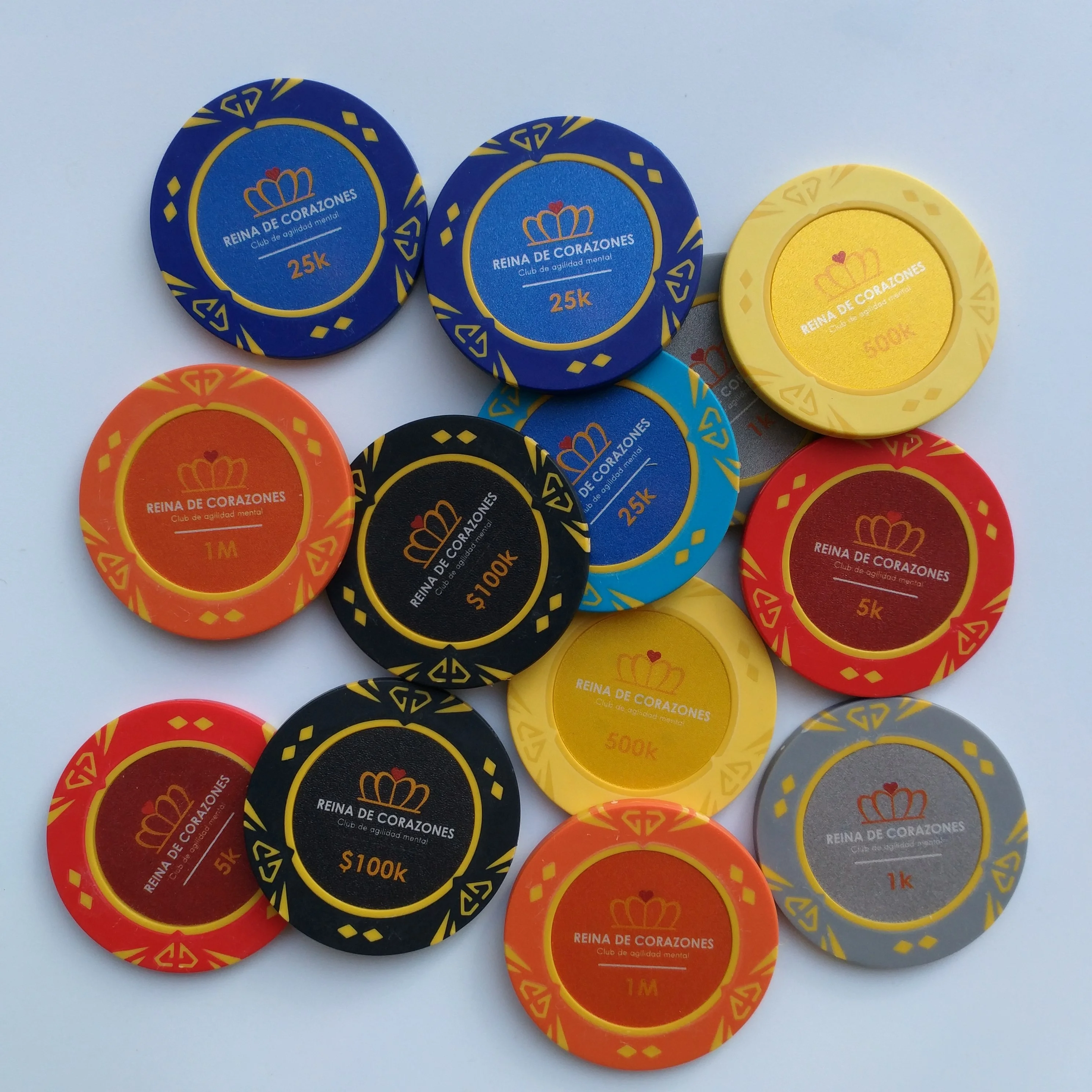 Promotional roulette clay casino chip with iron insert poker chips