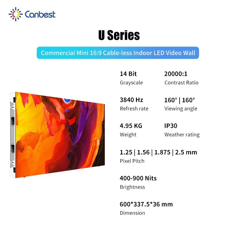 P0.9 P1 P1.2 P1.8 Flip Chip Cob 16:9 Ecran Publicitaire Led Screen Wall Panel Modular Big Pixel Pitch 1Mm Led Display For Cinema