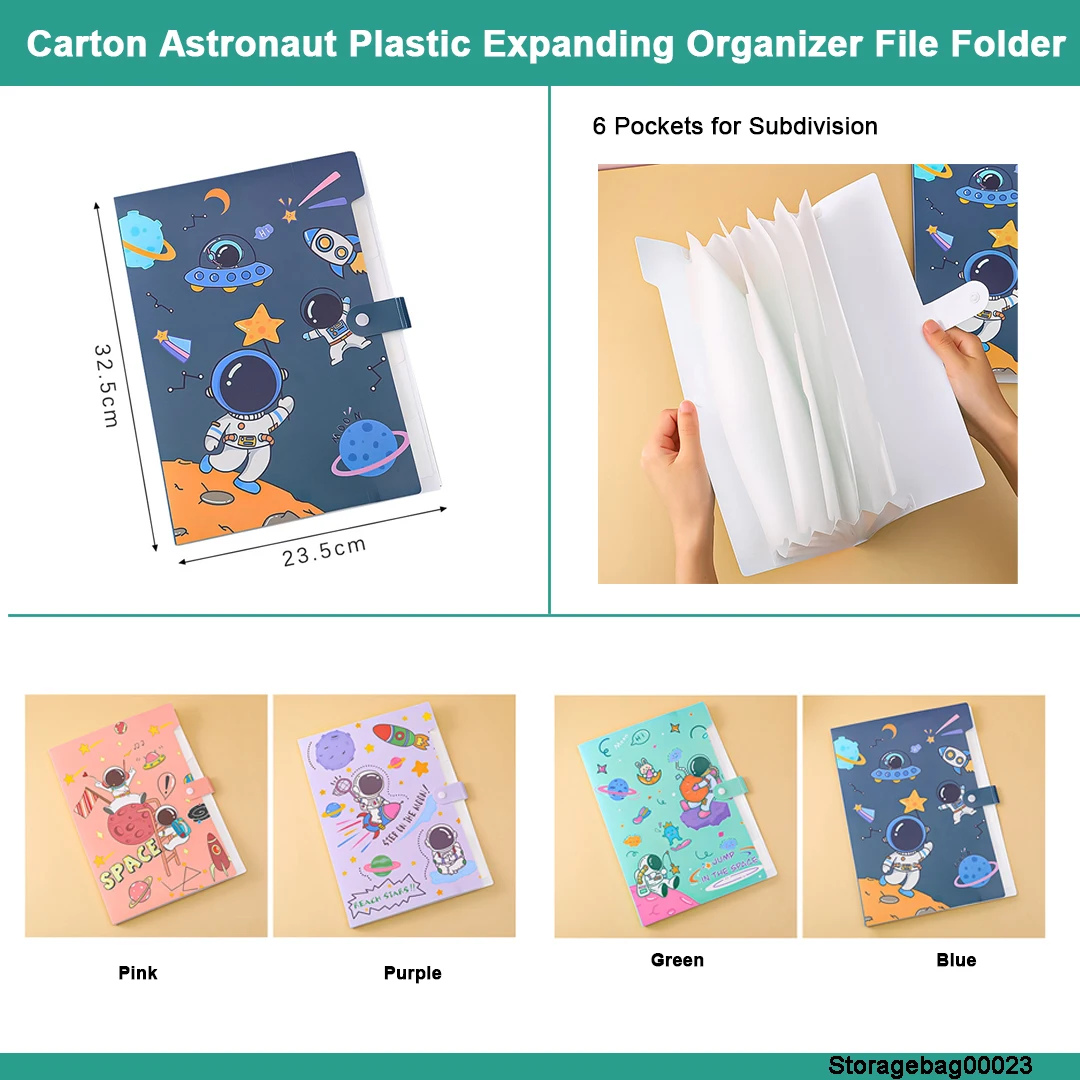 Cartoon astronaut organ bag astronaut file folder student A4 test paper finishing storage folder