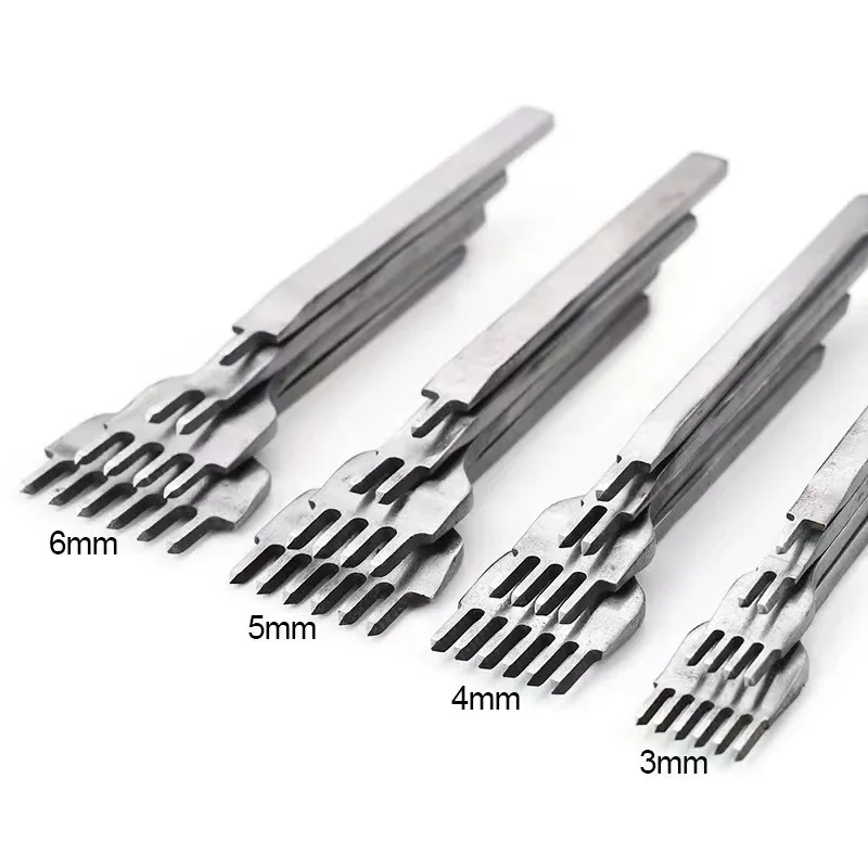 4pcs 3/4/5/6mm DIY 1/2/4/6 Leather Prong Punch Leather Craft Tool Chisel Set Leather Stitching Punch