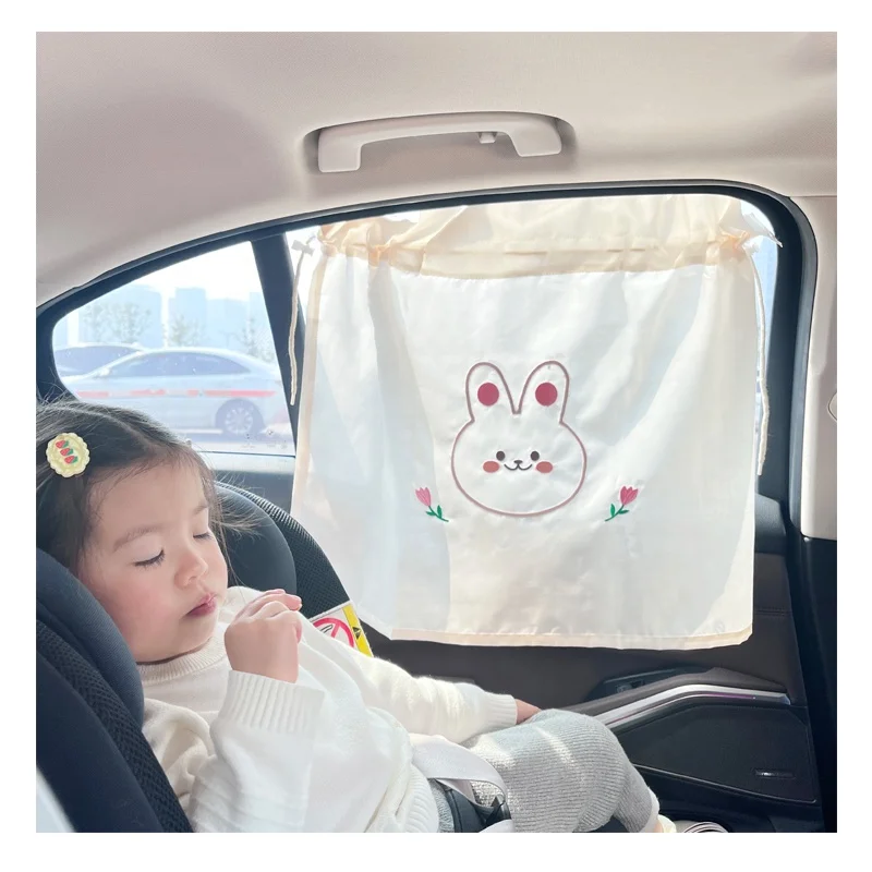 Car Sun Shade for Window Baby Full Shade Car Window Shades with Storage Net Pocket Car Window Curtain