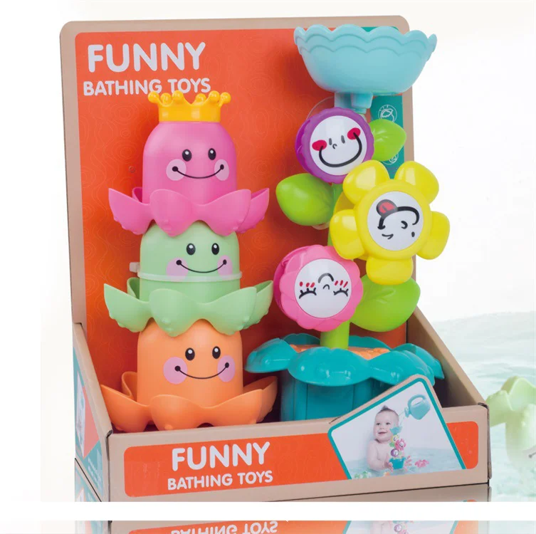 The new multifunction interesting water octopus cup combination floating rubber animal bath toy set Funny baby bathing toy