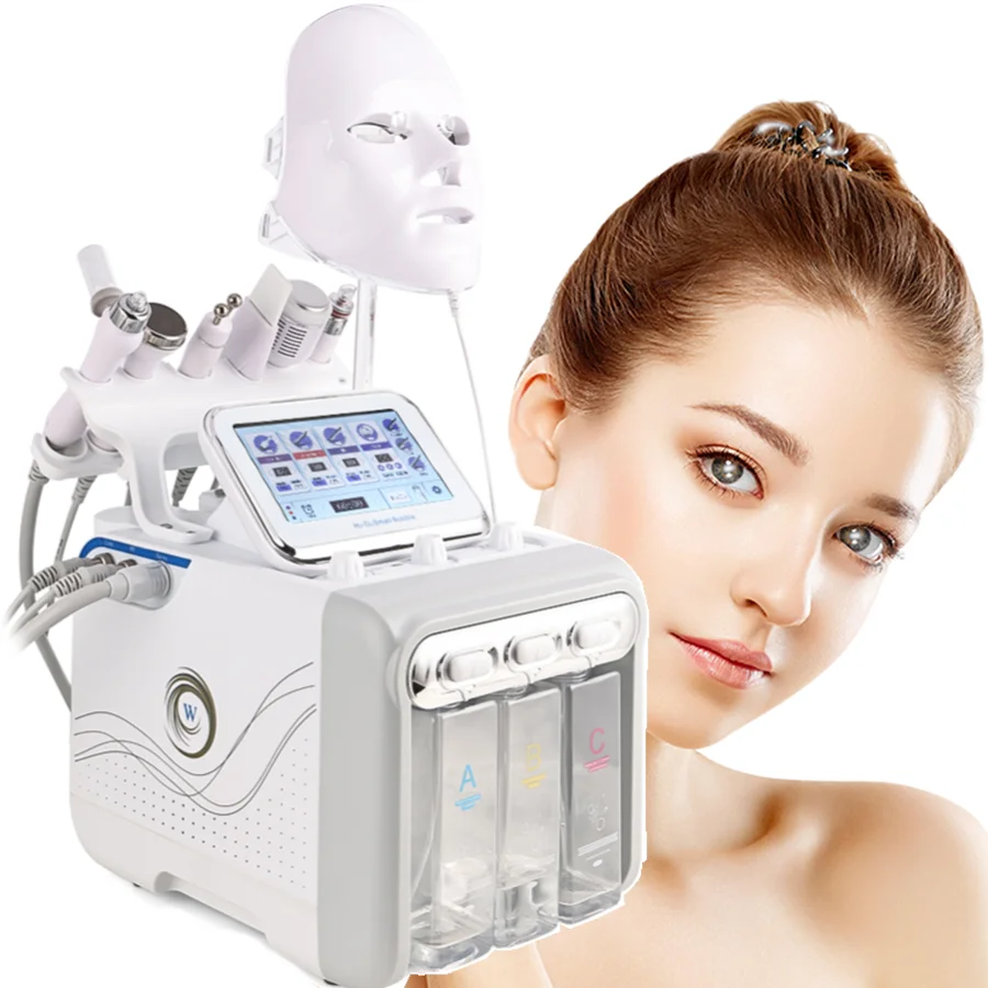 hydra microdermabrasion 7 in 1 oxigen hydro jet peel h2o2 oxygen facial dermabrasion machine with led mask