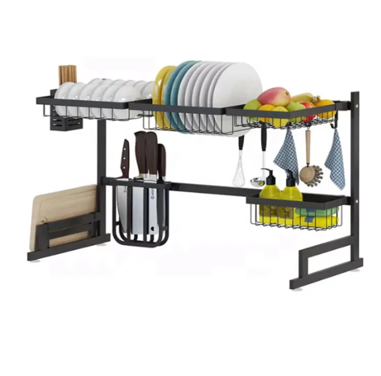 2020 New Arrival Home Kitchen Stainle Steel 201 Chrome Plate 2 Tier Storage Holder Rack