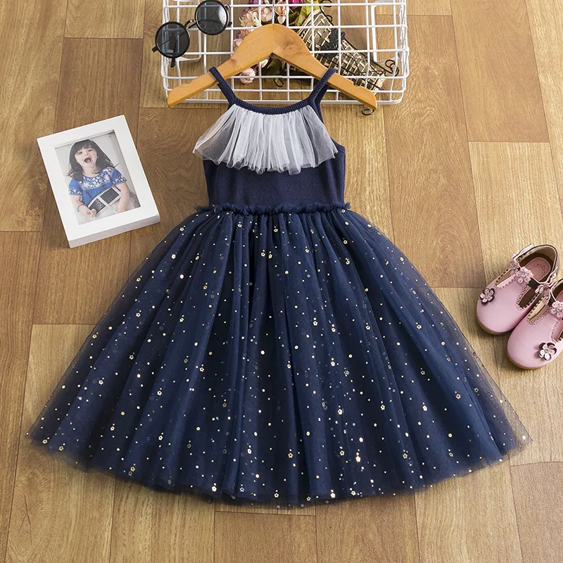 Summer New Spot Girls Sundress Skirt Trendy Star Screen Dress Korean Style Princess