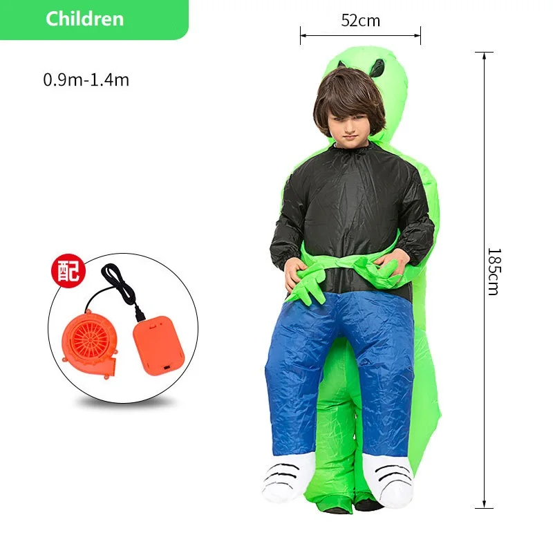 Хит продаж 2021, надувной костюм монстра для косплея на Хэллоуин и Рождество, страшный зеленый костюм инопланетянина для взрослых и детей