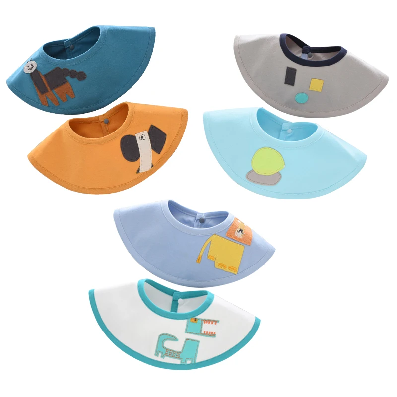 Custom Waterproof Baby Bibs Girl And Boy Wholesale Double Cotton Newborn Feeding Cloth Cartoon Print Drooling Bandana