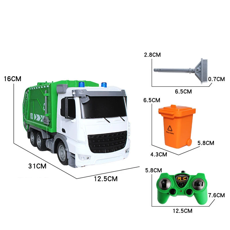 
RC Toy For Kids Remote Control Sanitation Truck Model City Purifier Team Series garbage trucks 