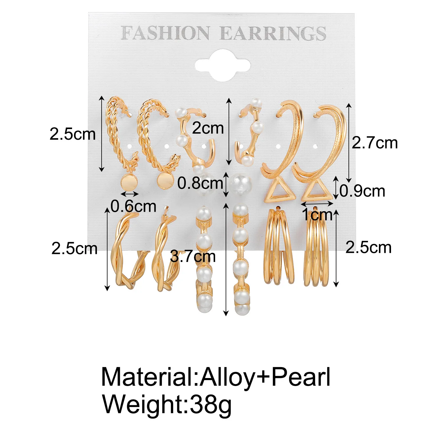  Retro personality 9 pairs ear ring inlaid pearl small earring earings set simple elegant