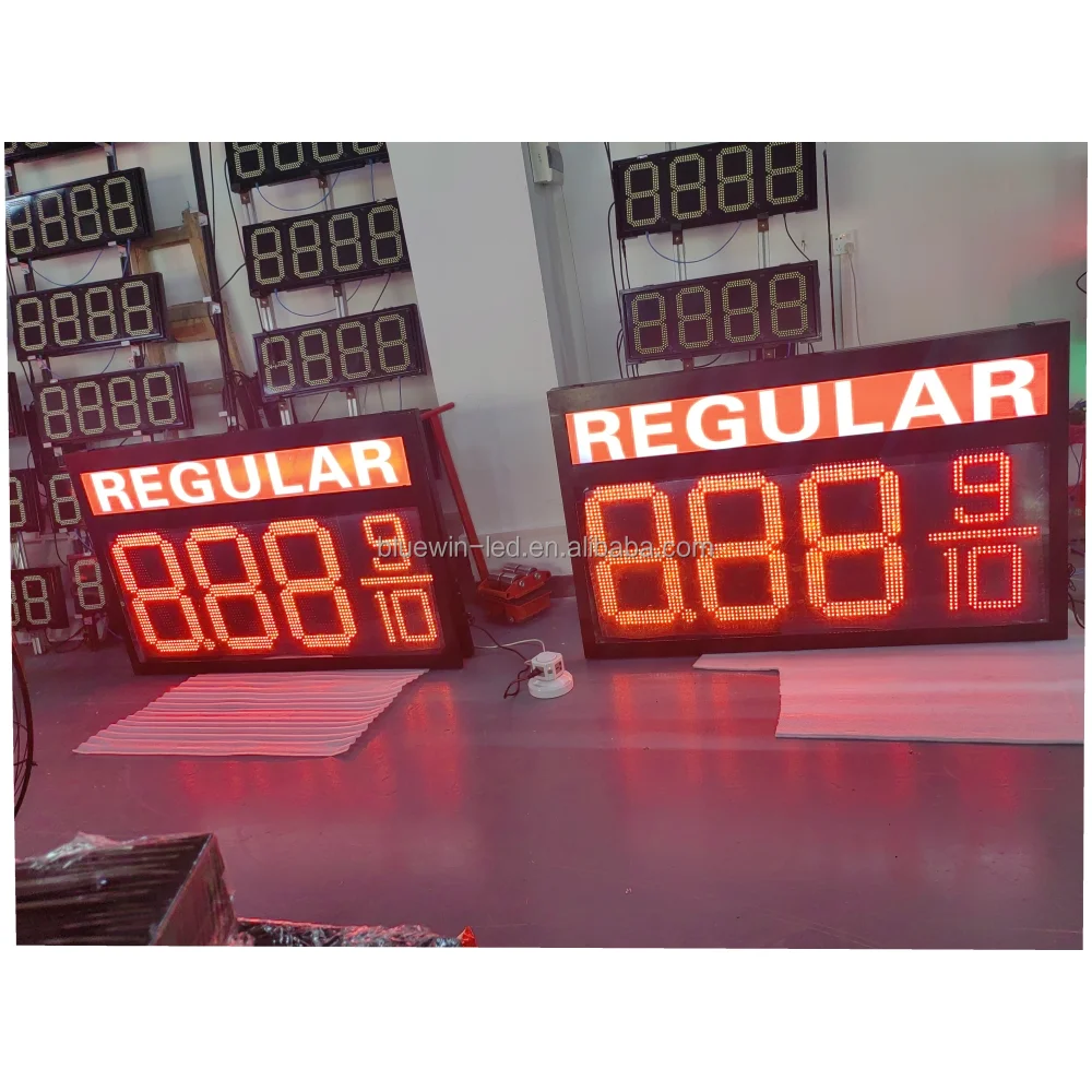 Gas station waterproof digital LED display 888 9/10 Red Green White custom wholesale