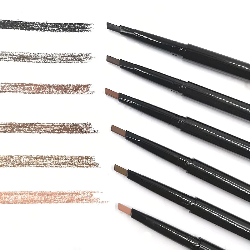 6 Colors No Logo No Box 2 in 1 Automatic Water Proof Eyebrow Pencil Stick Sample Free Rose Gold Eyebrow Pencil Waterproof 10 Pcs