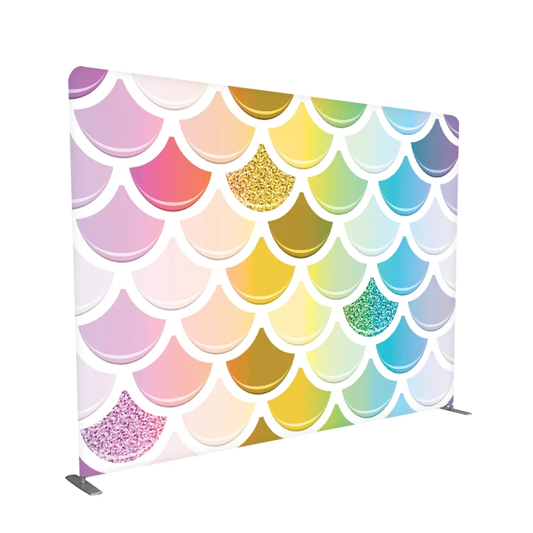 Custom printed stretch fabric media wall display pillow backdrop photo booth