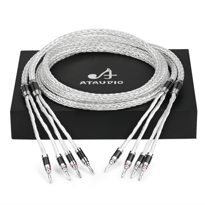 Hifi Speaker Cable ATAUDIO Banana Connector Y Plug Audio Cable For Amplifier Speaker