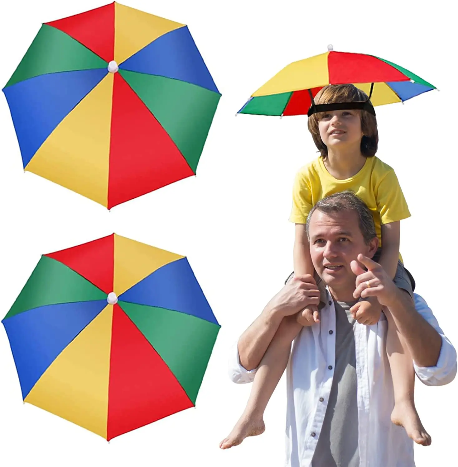 Promotional customized colorful mini small foldable rain sun head umbrella compact custom logo printed umbrella hat