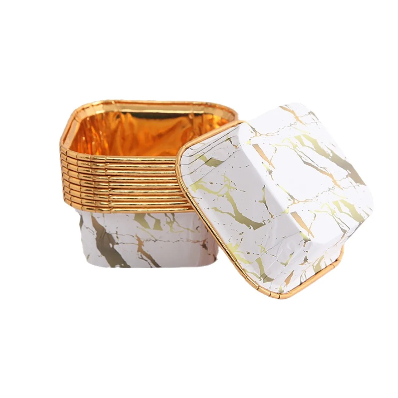Marble Series Square Baking paper cups-disposable Baking cupcake Dessert Cups Cake Baking supplies for Party  Wedding  Birthday