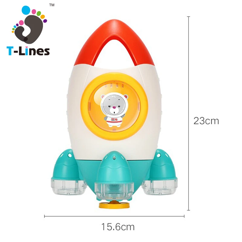 Spray rotating rocket baby plastic water shower toy for bath