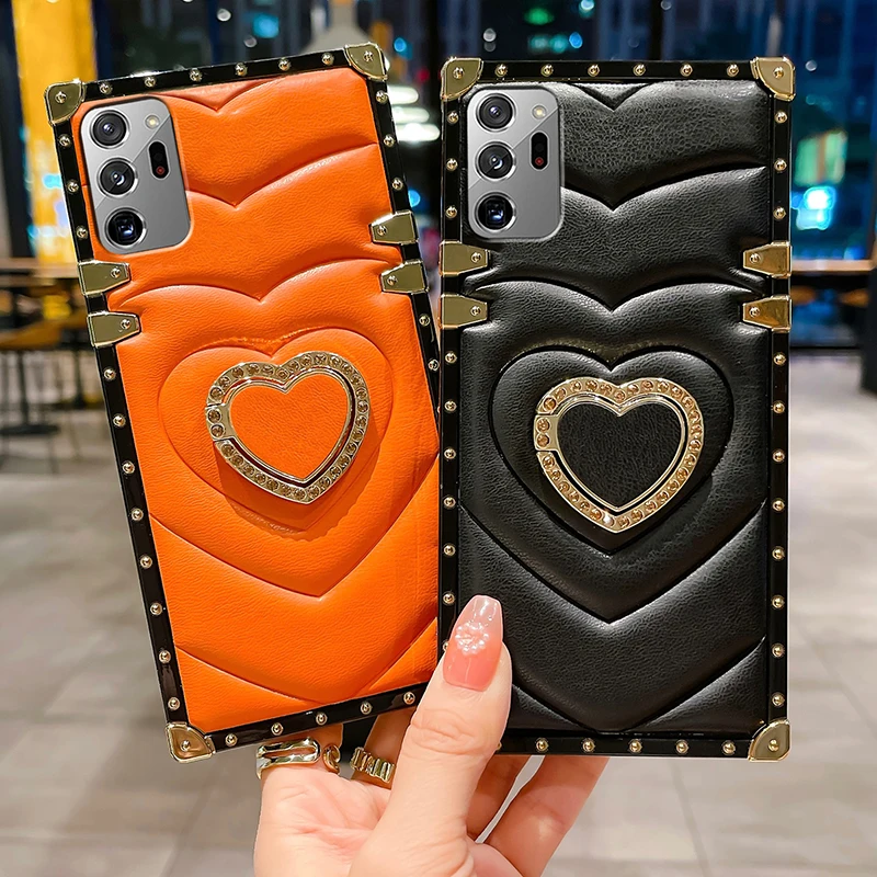 Unique Luxury love heart Cell Back Cover fundas Phone Case For Samsung Note 20 Ultra S23 S22 S21 S20 FE S10 S9 Plus