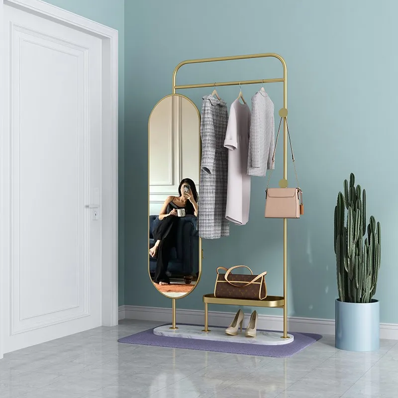 Clothes and Hats Integrated Multi-functional Modern Light Luxury Home Clothing Store Rotating Full-body Floor-to-ceiling