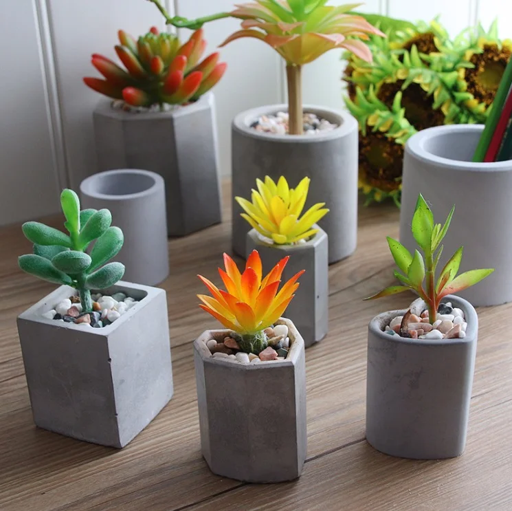 DIY Silicone Custom Small Desk Garden Flower Pot Cement Concrete Vase Planter Molds flower pot molds For silicone molds