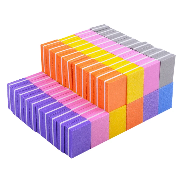 Wholesale Supplies nail art buffer professional elastic sponge 100/180 pink with logo small mini buffer nail