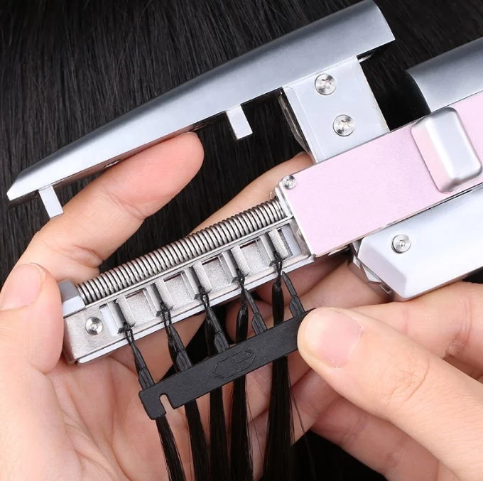 Women 6D Second Generation 100% Virgin Hair Extensions Can Perm and Dye Hair 5 strands in a Row 6D hair extension