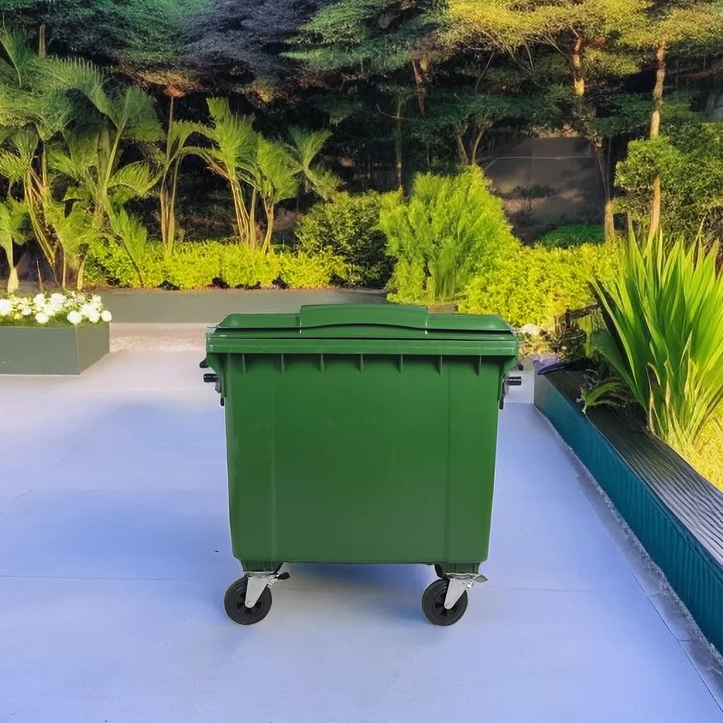 Manufacturers Sales 1100 Liter Outdoor Plastic Trash Can Recycling Waste Bin Plastic Dustbin With Wheely
