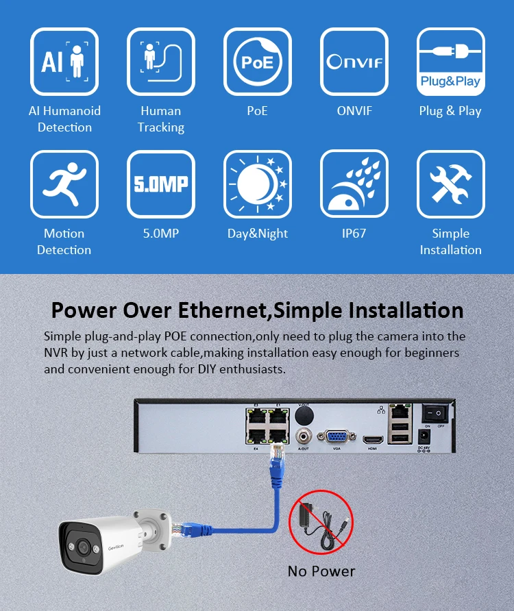 H.265 3.6mm 3.0MP 5.0MP 8.0MP 4CH Home Cctv Security System IP Surveillance Cameras Outdoor NVR POE Kit Cctv Camera System