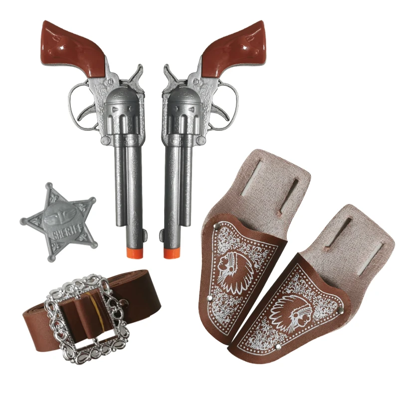 Halloween cosplay role play kids rifle toy cowboy double pistol guns and holsters western cowboy toy play set for kid