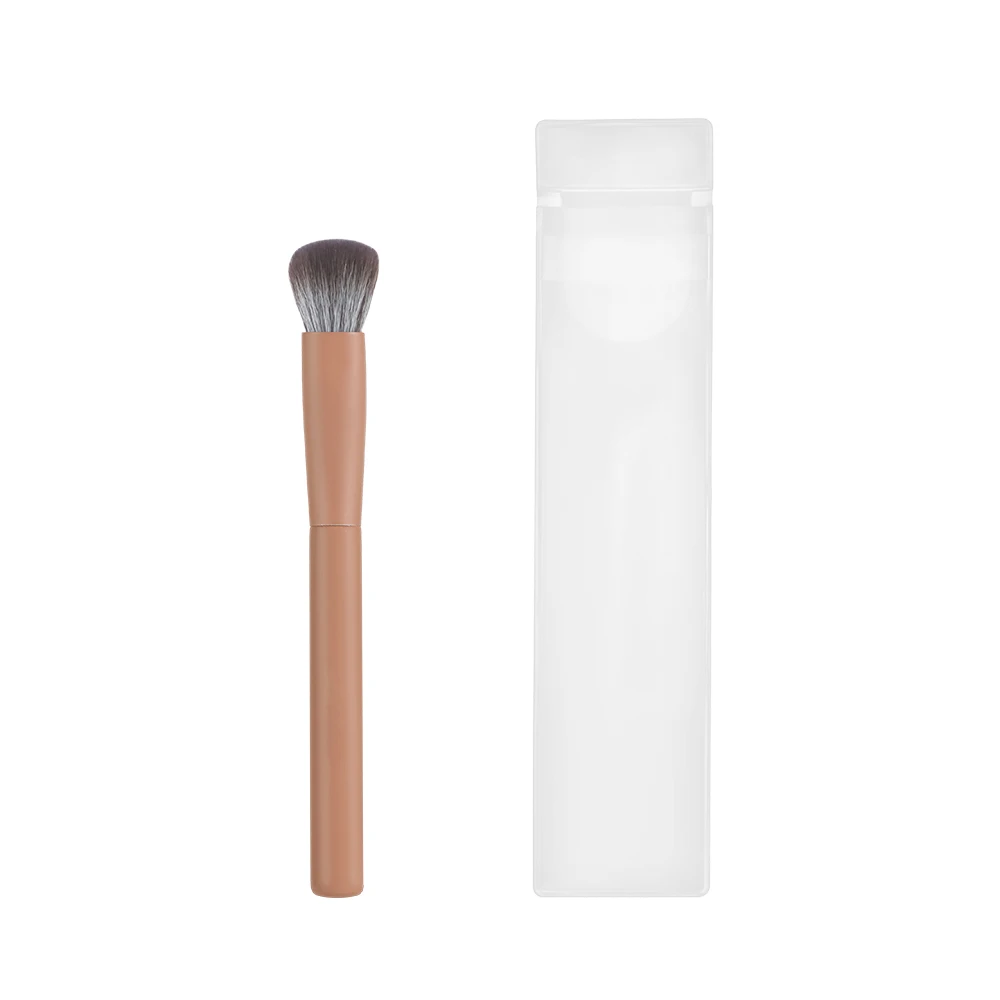 HMU High Quality Brown Cosmetics Bruhses Vegan Super Soft Single Round Concealer Foundation Brushes With Logo