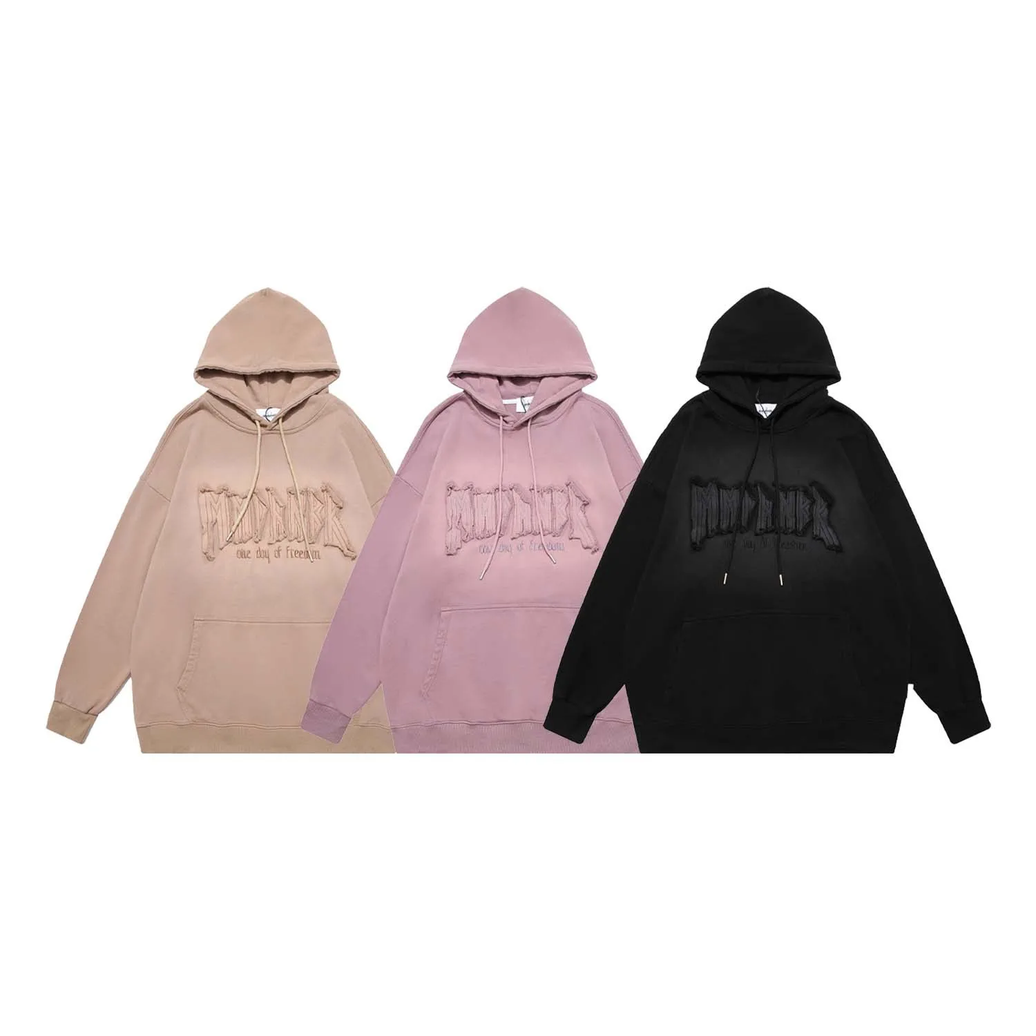Wholesale Cotton Hoodies Washed And Old Tie Dye Patch Letters Embroidered Hooded Sweatshirt Men And Women Loose Cas