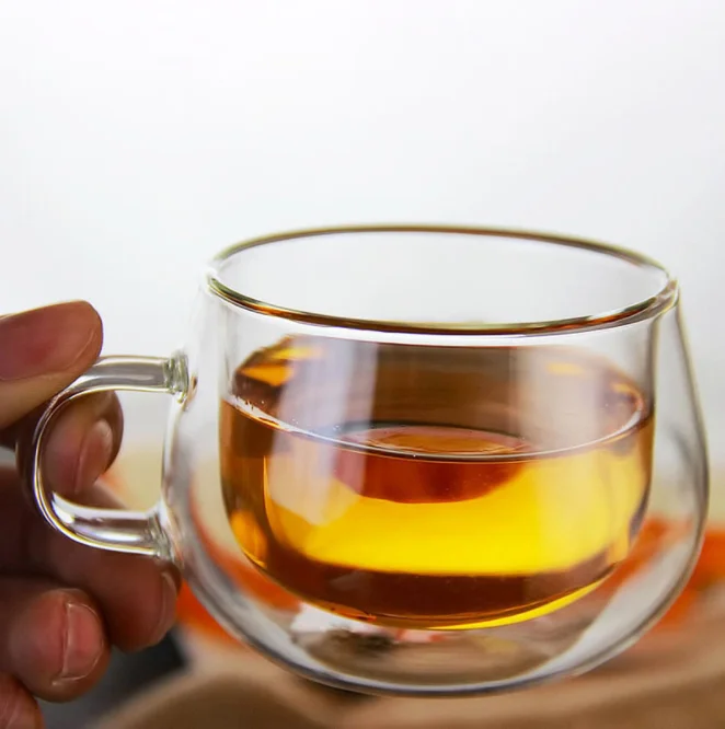 New glass filter flower tea cup with lid and handle