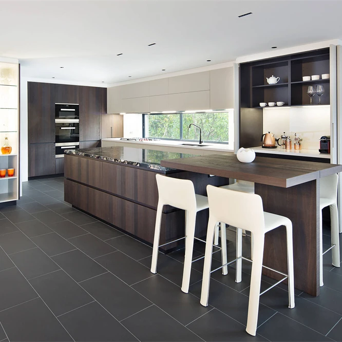 Acrylic mdf sheet home high end modern free design lacquer flat kitchen cabinet brown