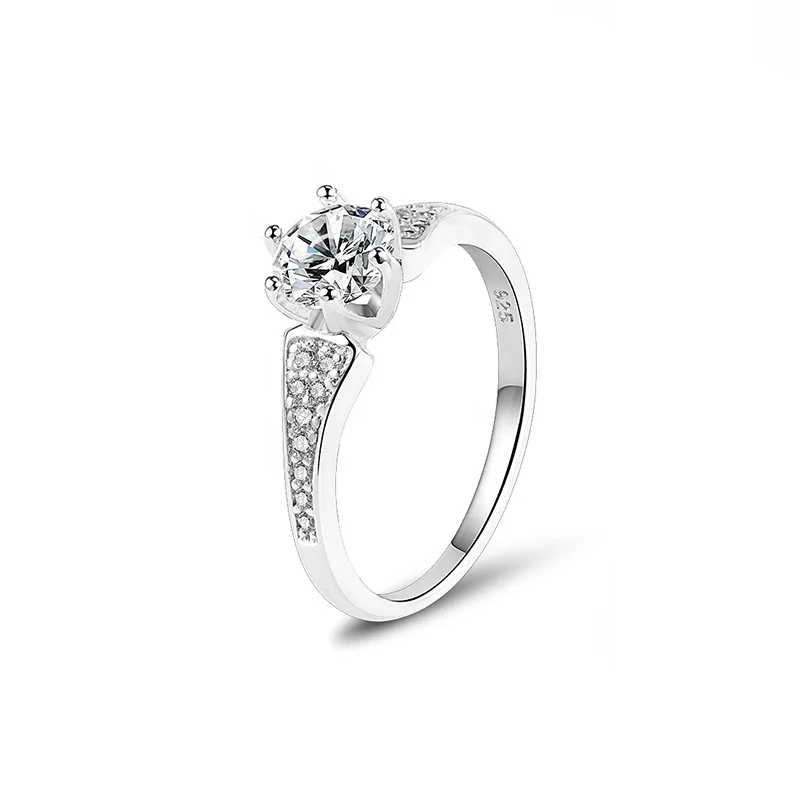 New fashion fine jewelry custom 925 sterling silver engagement wedding diamond gemstone rings for women