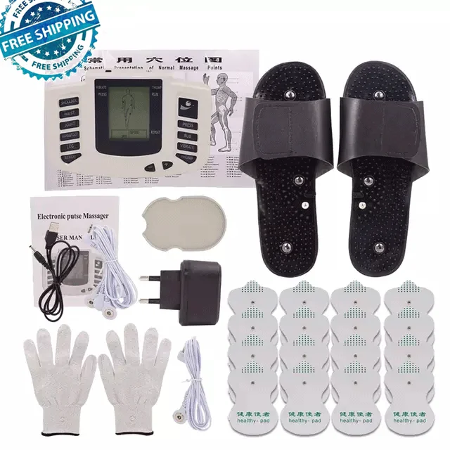 
Russian/English Button Electronic Muscle Stimulator Slimming Massager Pulse Acupuncture Machine WITH Slippers 16Pads Gloves 