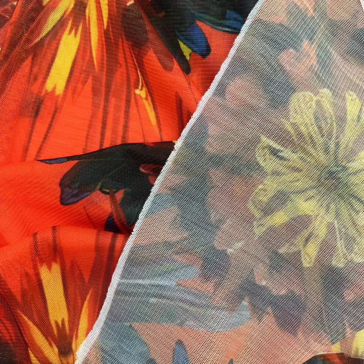 OEM&ODM in stock custom patterns digital print fabric 100%polyester light and breathable Mesh Fabric for Clothing home textiles