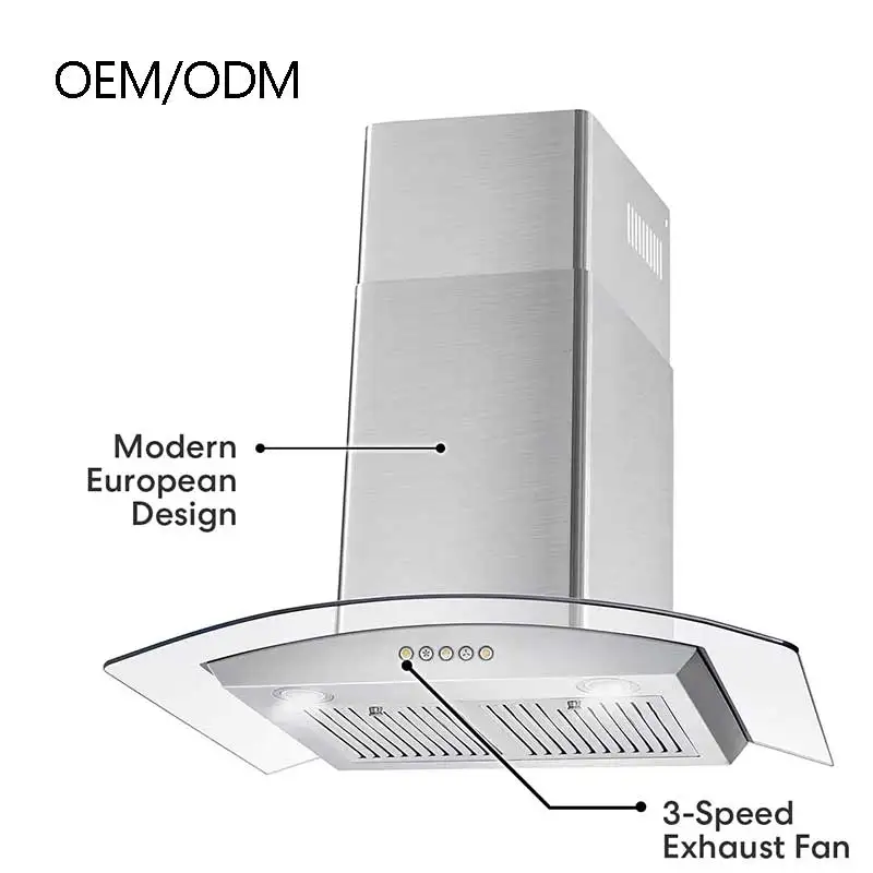 SETR ST102 OEM Stainless Steel Made in China T Shape Glass Circuit Board Restaurant Ventilation Hood Kitchen Range