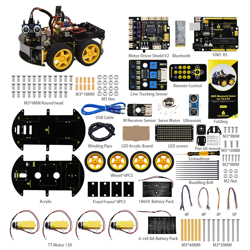  Высококачественный робот-автомобиль 4WD BT V2.0 для Arduino Smart Robot