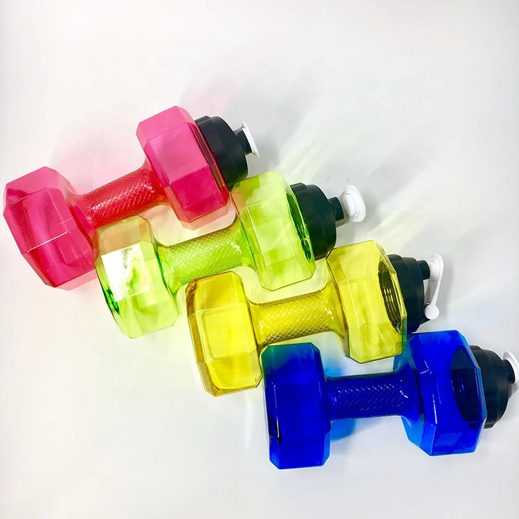 2.2 Liter gym water bottle plastic dumbbell shape PETG sport shake  bottle